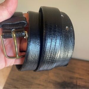 BUXTON LIZARD GRAIN LEATHER BELT,BLACK 34